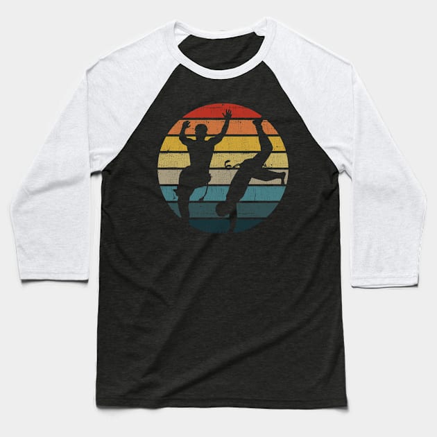 Capoeira Silhouette On A Distressed Retro Sunset design Baseball T-Shirt by theodoros20